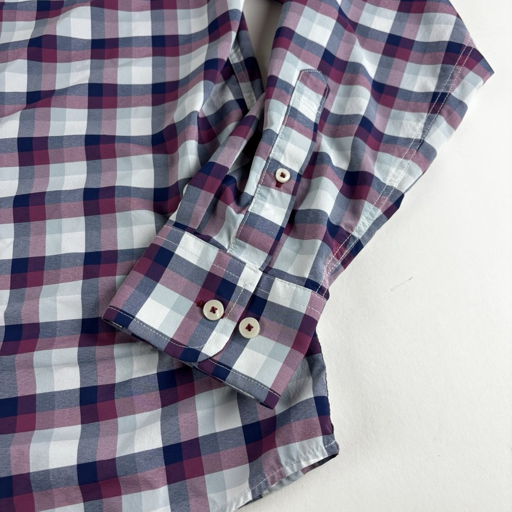 UNTUCKit Stever Hill Performance Men's Large Slim Plaid Nylon Button Up Shirt - Picture 8 of 10